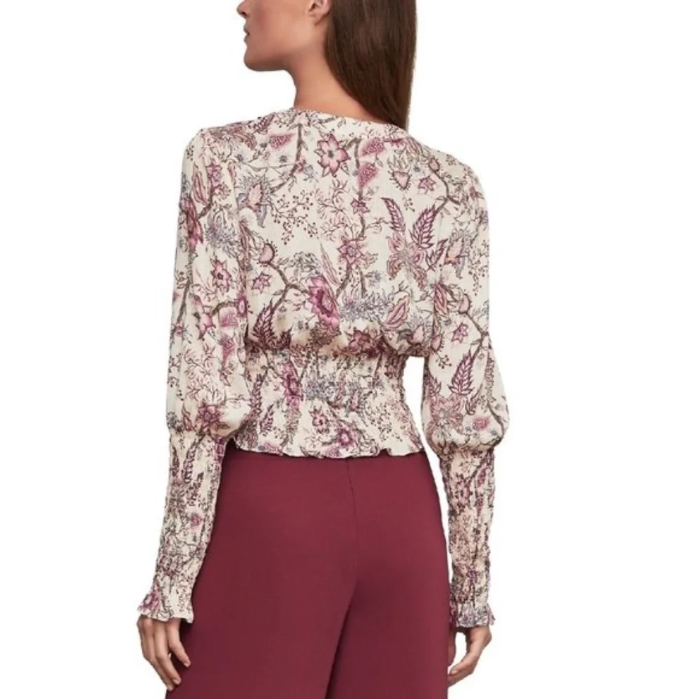 BCBGMAXAZRIA Floral-Print Flounce Blouse - Picture 2 of 8